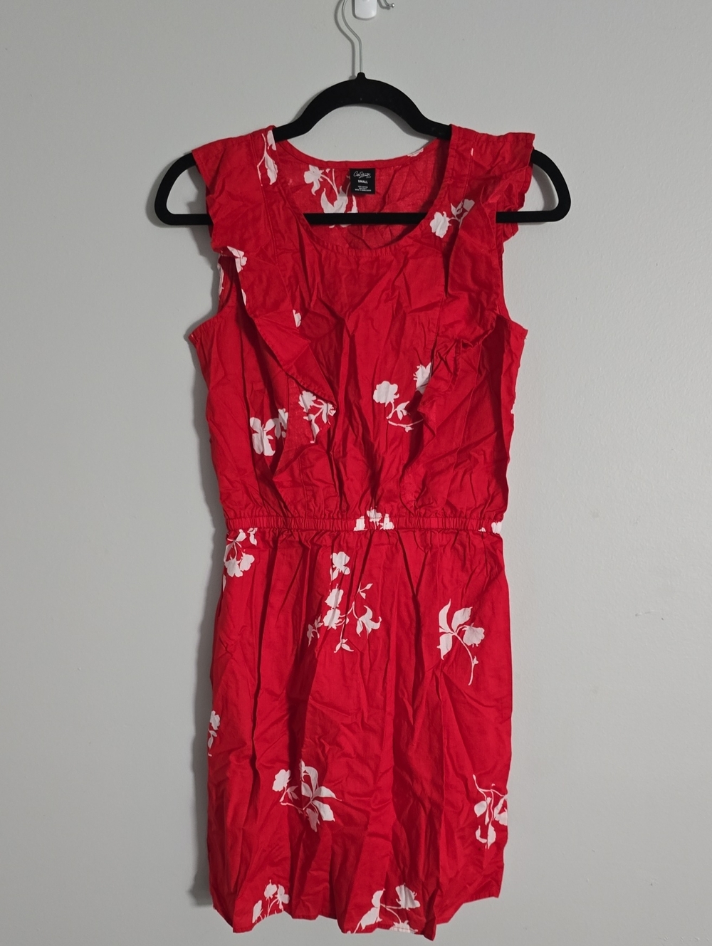 City Streets Red Floral Ruffle-Trim Mini Dress